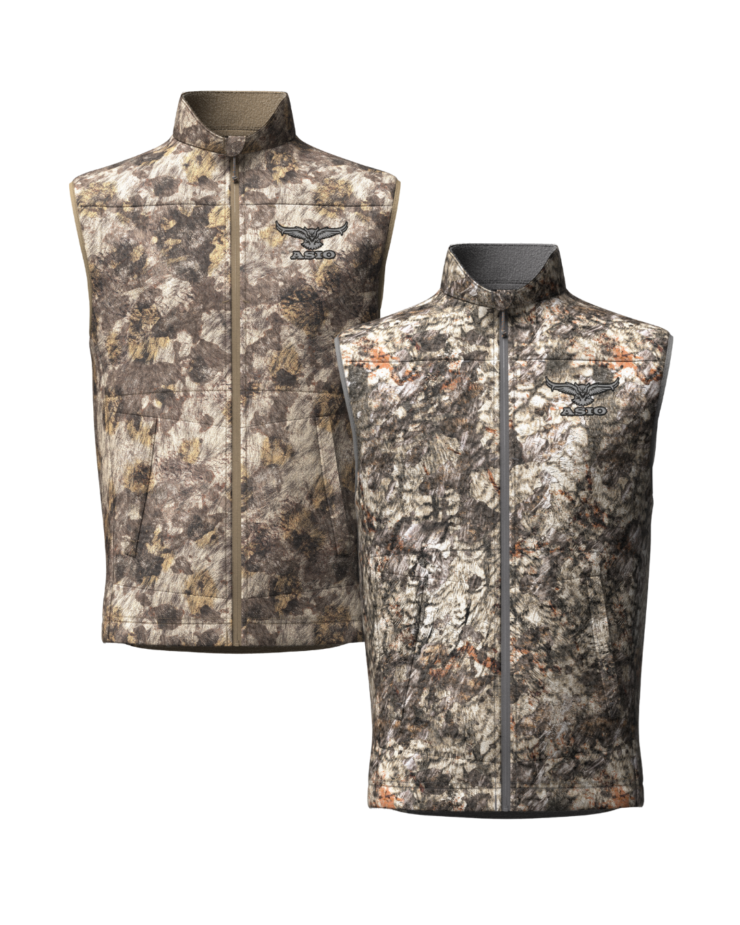 ASIO Gear Insulated Vest in Raptor and RAPX camo for layering in cold weather whitetail hunting