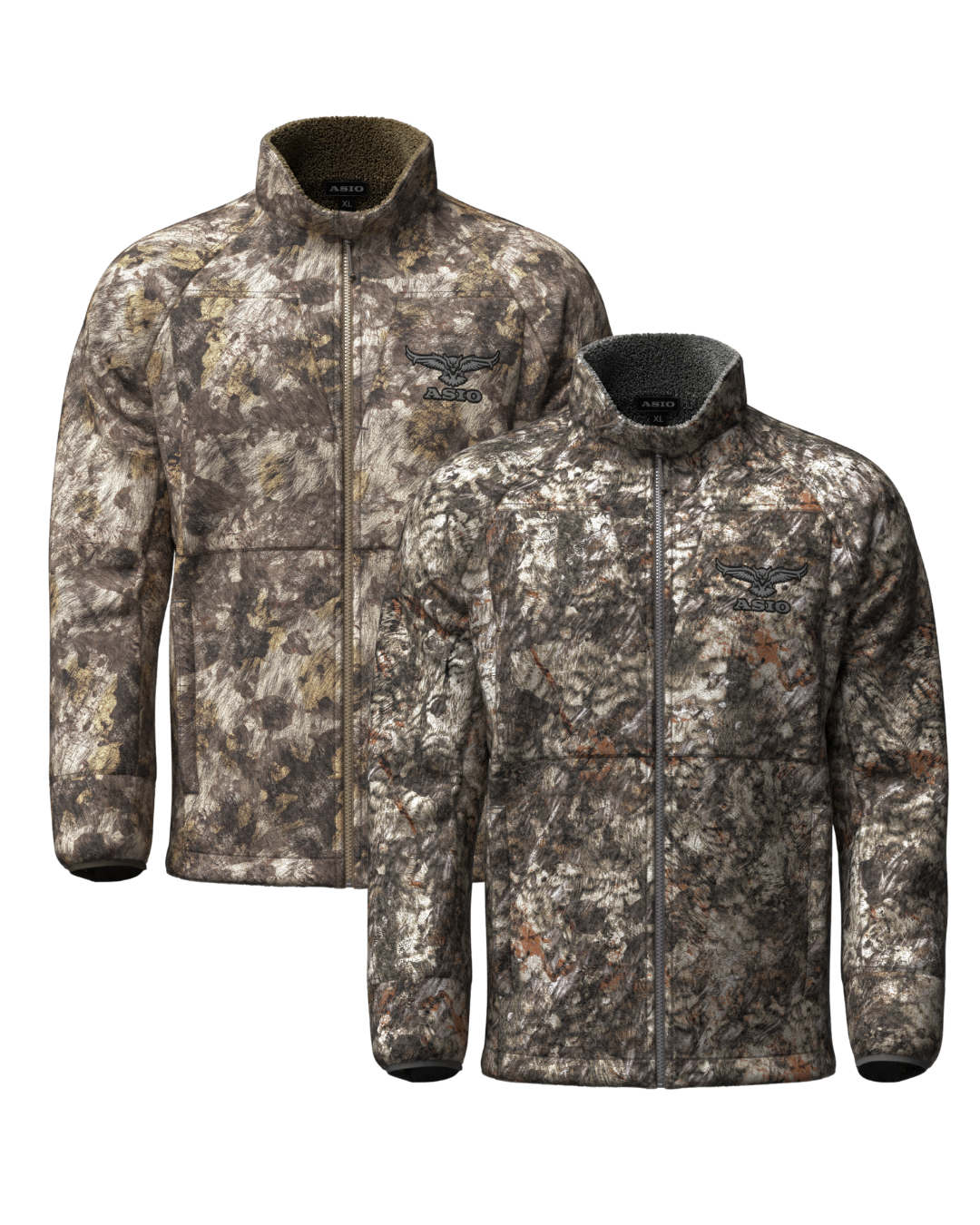 ASIO Gear Midweight Sherpa Jacket in Raptor and RAPX camo for midseason hunts