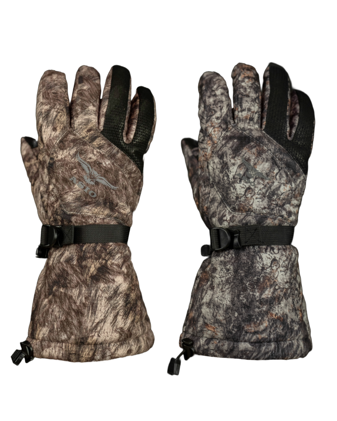 ASIO Gear Windproof Insulated Gloves in Raptor and RAPX camo for late season hunts