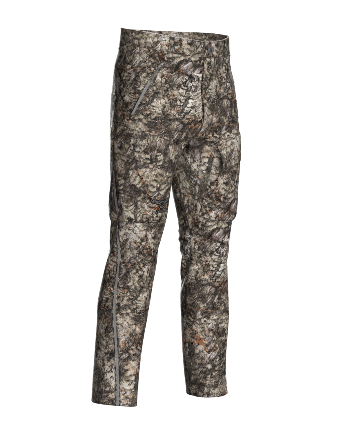 ASIO Gear Midweight Sherpa Pant in RAPTOR CAMO®, built for treestand concealment and cold-weather bowhunting during the whitetail deer rut