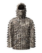 asio gear 3d leafy hooded ghillie jacket with built in facemask in raptor camo. 3d appearance offers the ultimate concealment with breathable mesh fabrics.