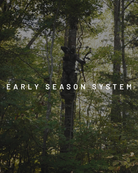 Bowhunter in treestand wearing ASIO Early Season System – lightweight camo gear built for hot weather whitetail hunts.