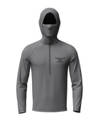ASIO Gear lightweight solid grey hoodie with face mask and chest zipper for breathable concealment and active layering