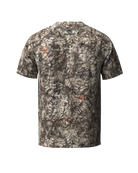 Back view of RAPTOR camo short sleeve hunting shirt designed for warm-weather whitetail setups
